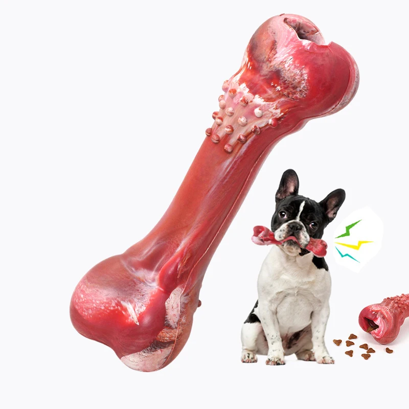 

Dog Toys Simulation Bone Squeaky Toy Rubber Toothbrush Chew Molar Teeth Care Resistance-bite Interactive Pet Toys