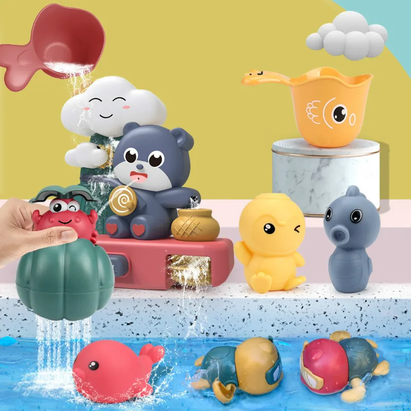 

New Baby Bath Toys Water Spray Toy Game Bear Whale Cloud Model Toddlers Swimming Bathroom Bathing Summer Water Toys For Kids