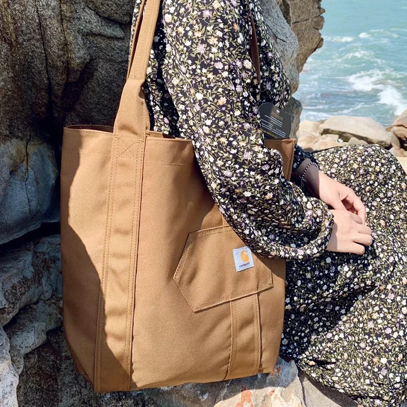

Carhartt-Waterproof Wide Open Pocket Shoulder Bag Tote Bag Canvas Lunch Bag Handbag Tide
