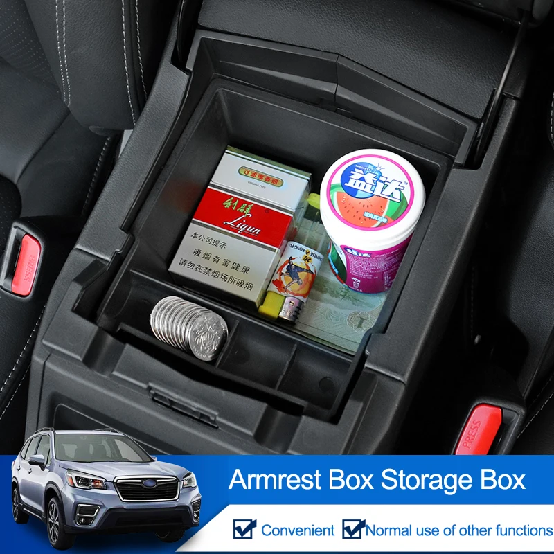 

QHCP Car Central Console Armrest Storage Box Container Pallet Tray Stowing Tidying With Light No Light For Subaru Forester 19-22