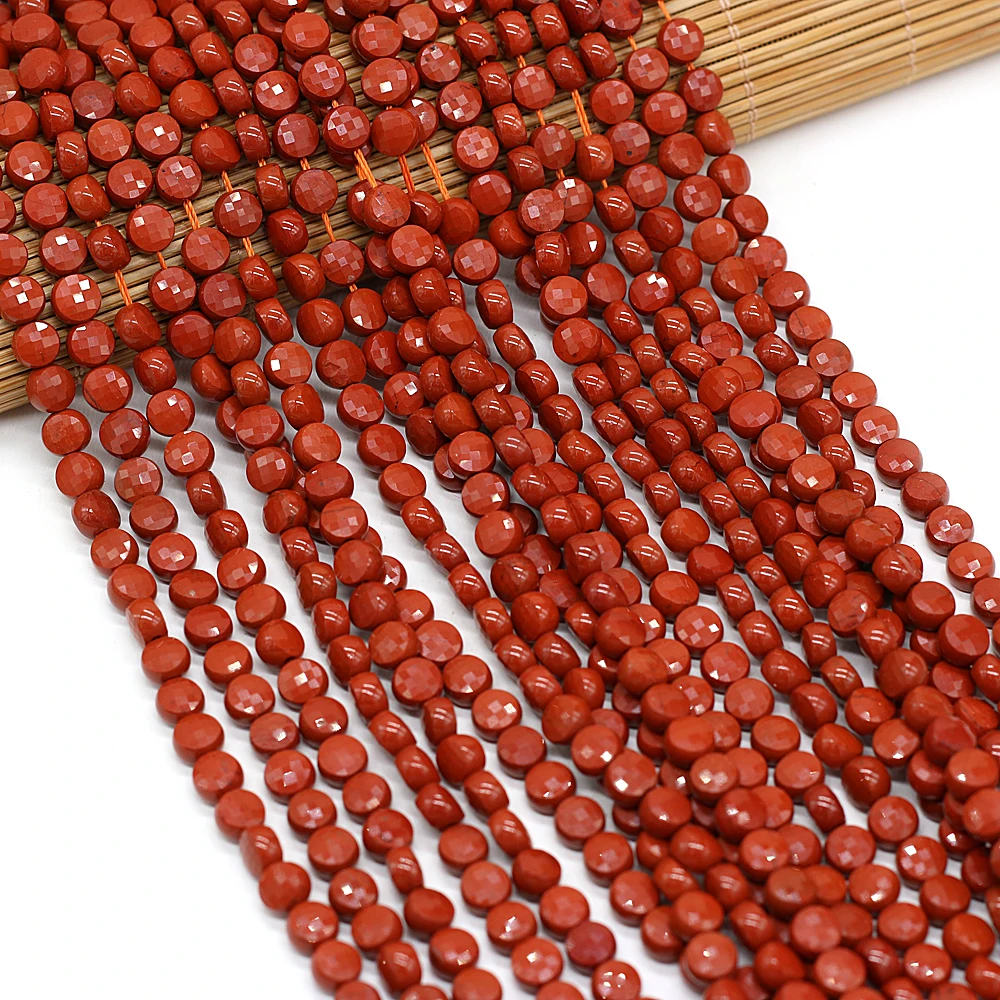 

Natural Semi-precious Stones Oblate Faceted Red Turquoise Beaded DIY Ladies Necklace Bracelet Jewelry Making Wholesale 6MM