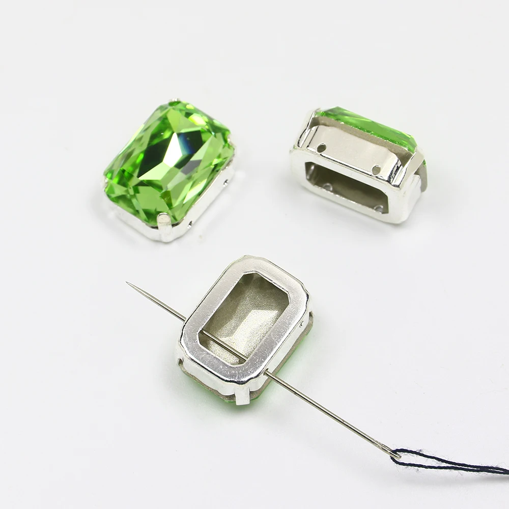 13*18mm 30pcs Rectangle Crystal Sew On Rhinestone Flatback Loose Rhinestones With Claw Sewing Diamond For Needlework Clothes | Дом и сад