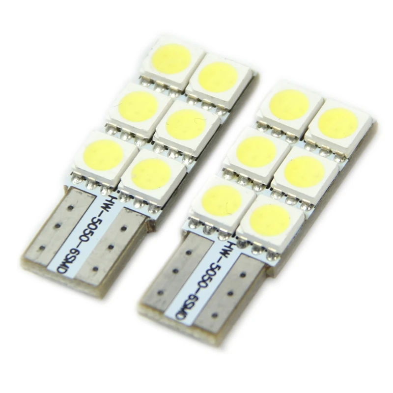

2 шт., Автомобильные светодиодные лампы T10 194 168 5050 6 SMD