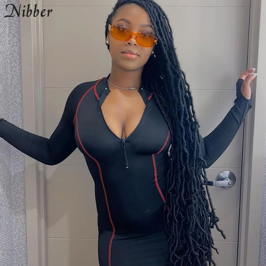 Женское Спортивное платье Nibber однотонное платье-водолазка на молнии базовая