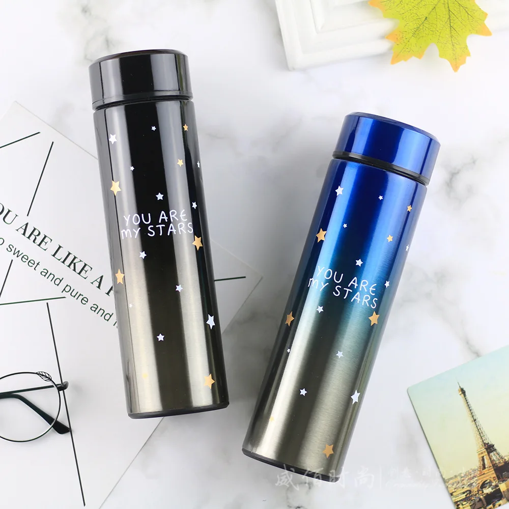 Кофейная кружка 500 мл термос с градиентным цветом чашка двухслойная