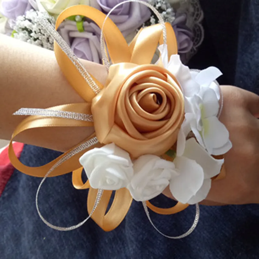 Белые Свадебные корсажи на запястье для подружек невесты 5 штук цветы руку