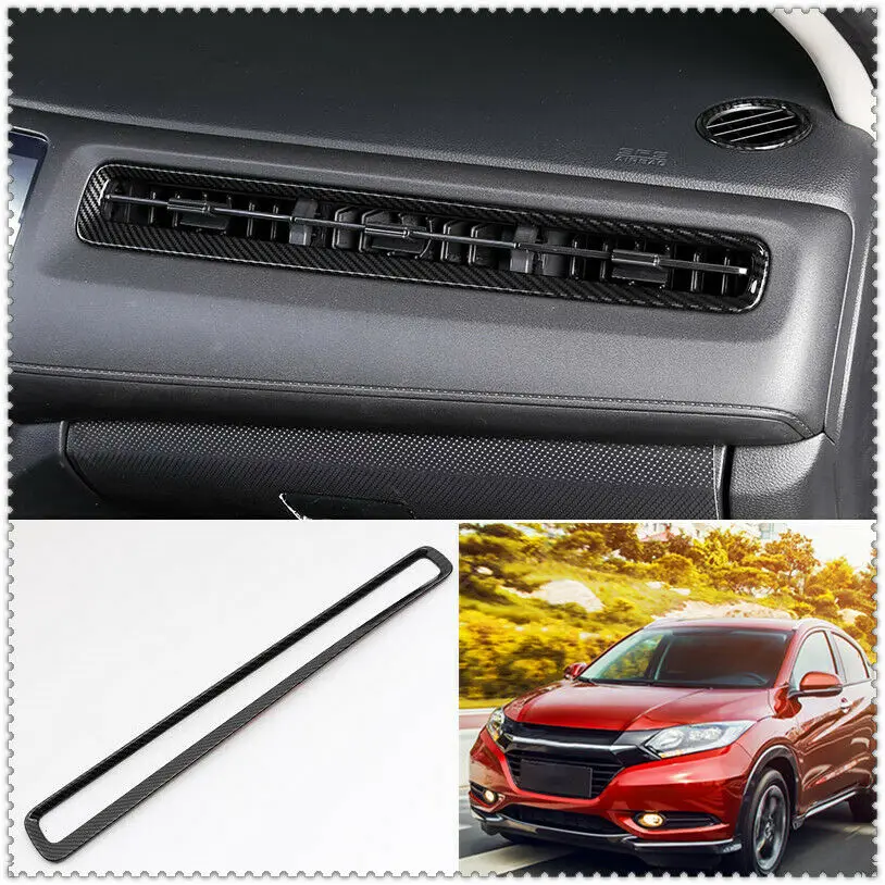 

For Honda HRV HR-V 2016-2020 Carbon fiber Co-pilot air outlet vent cover trim Car modification Auto parts