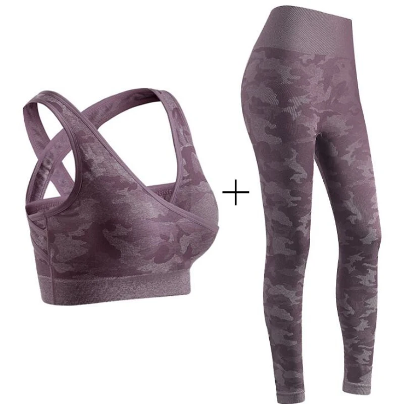 Женский спортивный костюм для йоги камуфляжный комплект из 2 предметов леггинсы