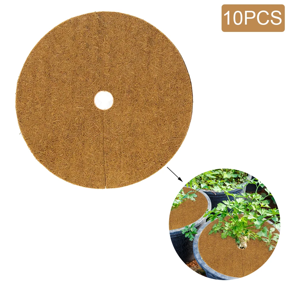 10PCS Coconut Coir Fiber Liner Coconut Liner Rings Coconut Liner Mulch Mat for Weed Control Plant Cover Flower Pot