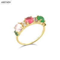 andywen 100 925 sterling silver gold lofoten island rainbow cz rings women luxury jewelry 2021 wedding gift round thick