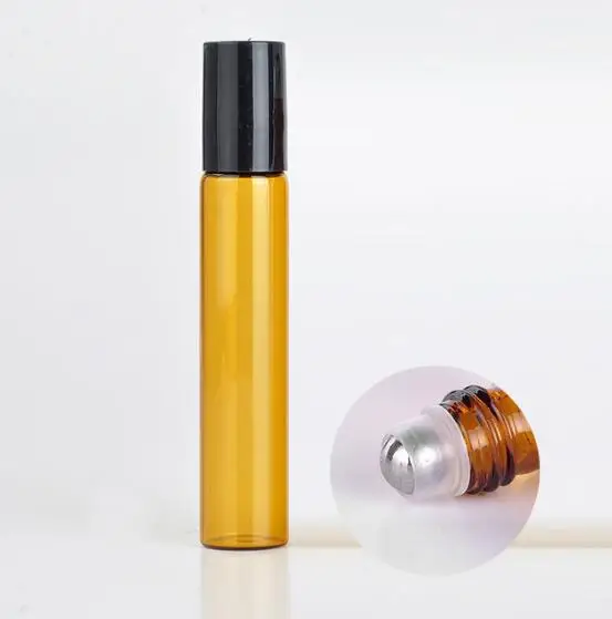 Оптовая продажа 100 шт./лот 10 мл рулонов на Портативный Янтарный Стекло