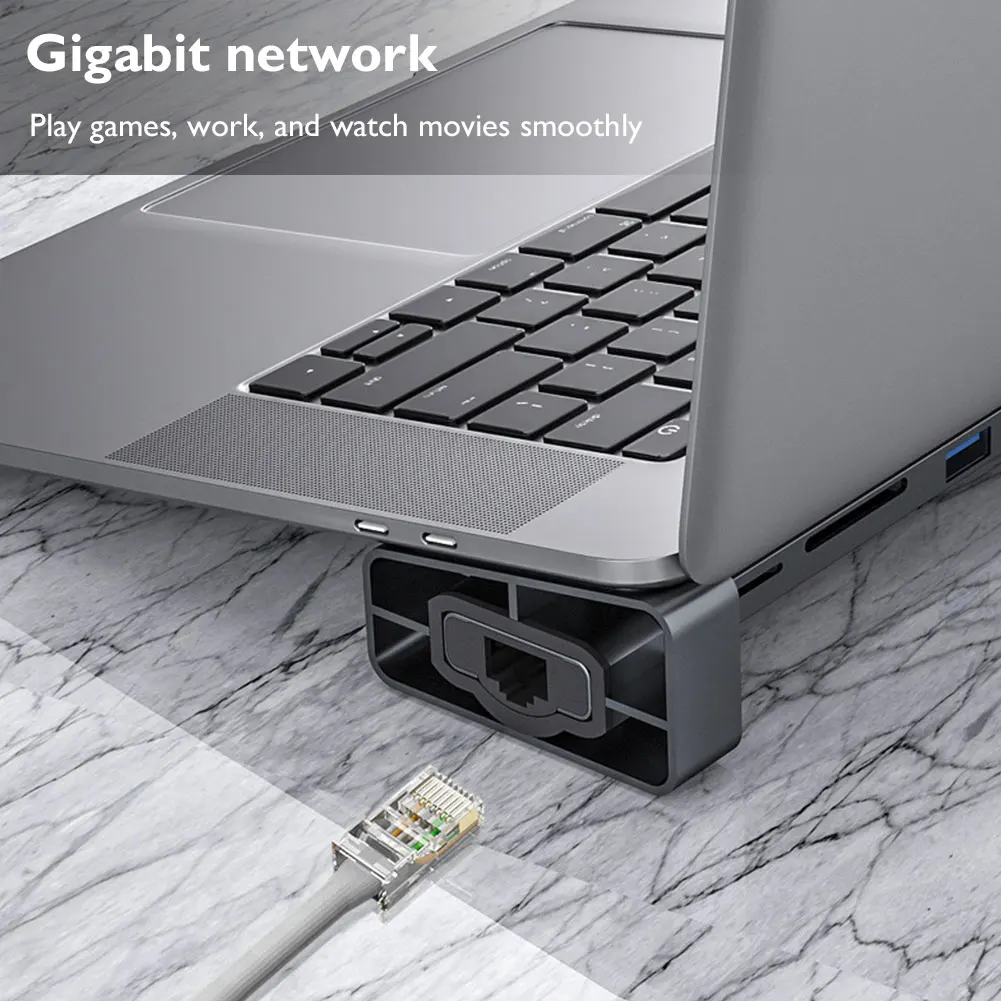 

Acasis Type C to USB 3.0 Laptop Docking Station HDMI-compatible 4K RJ45 TF SD Card Reader With PD Charging For DELL Macbook Pro