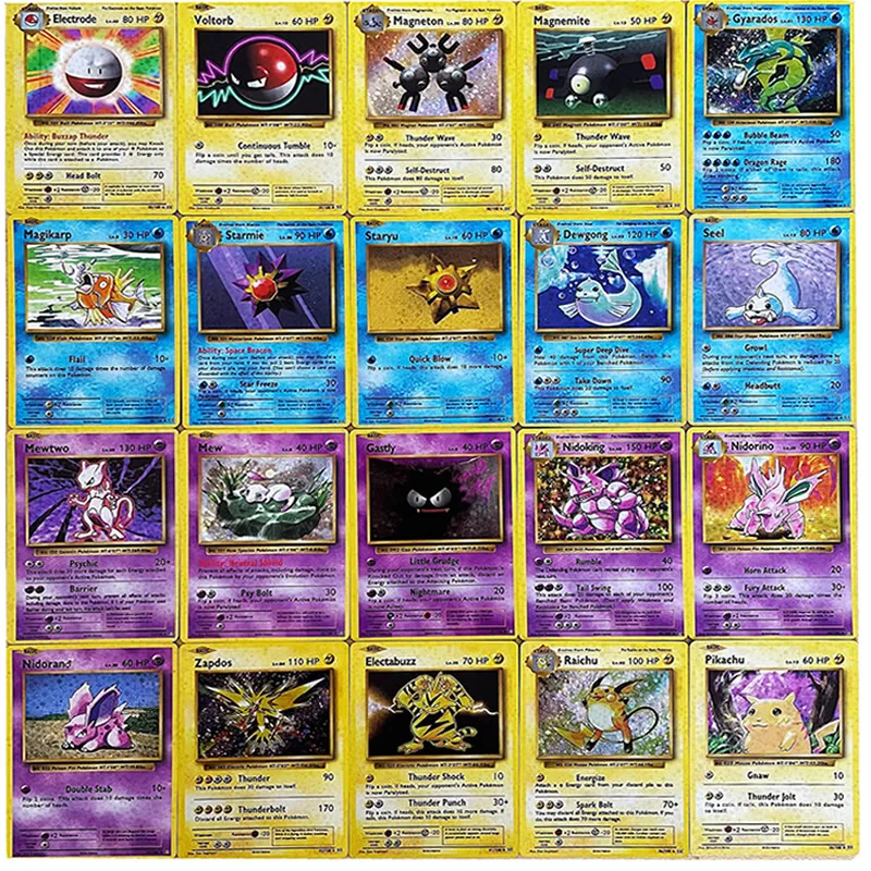 Флэш-карта Pokemon 1996 года 60 шт. Charizard Pikachu Mewtwo дисплей игра Покемон английские