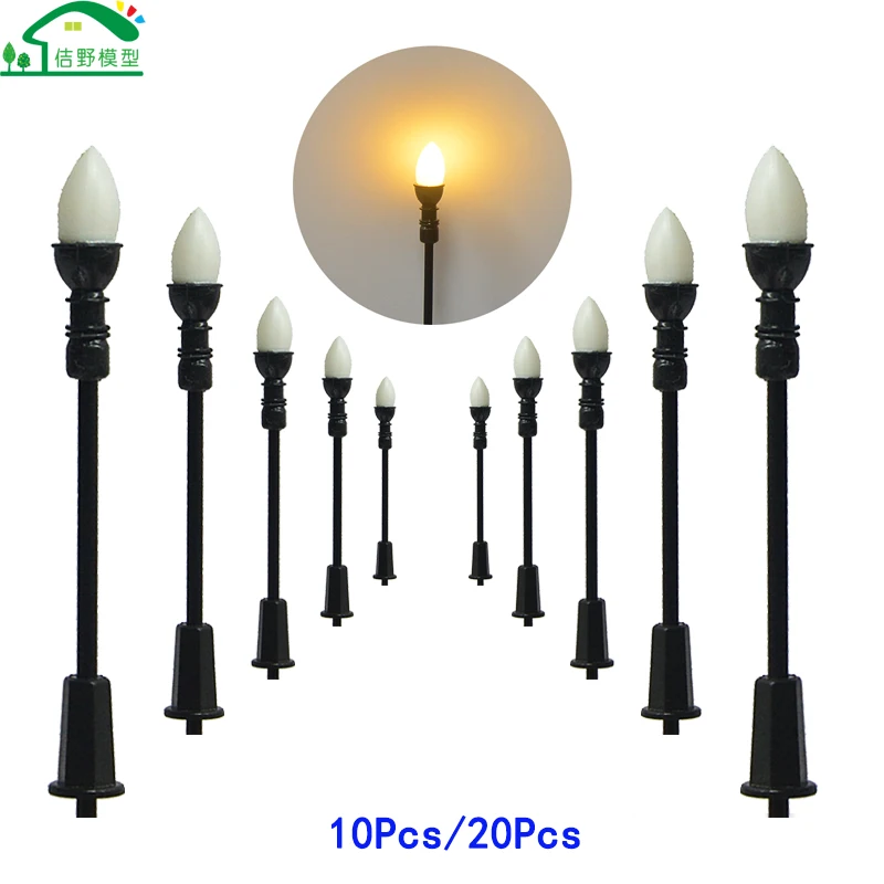 

10-20Pcs 3Voltage 68mm LED Miniature Plastic Garden yard Architectural Train Model Railway Landscape Scenery Light Lamp Warm