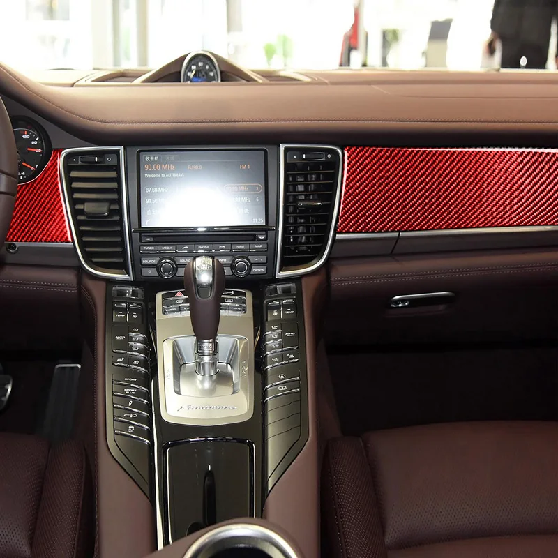 

Red Carbon fiber Central control instrument trim panel For Porsche Panamera