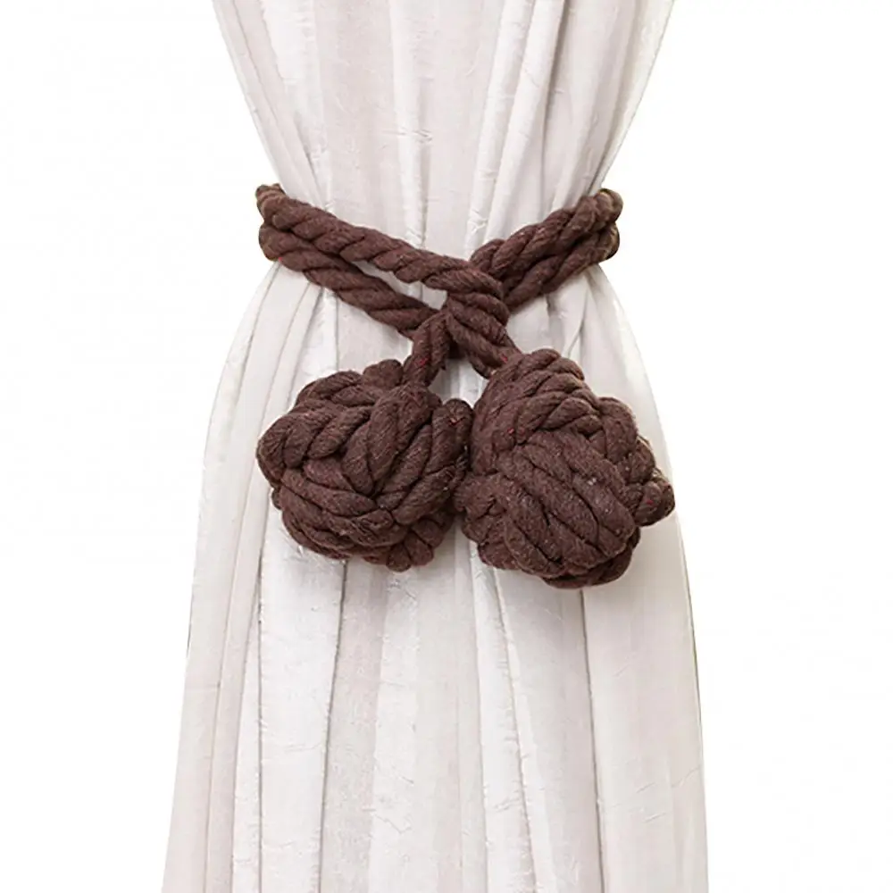 

2Pcs Simple Curtain Tie Ropes Tiebacks Hanging Ball Buckles Holders Home Decor