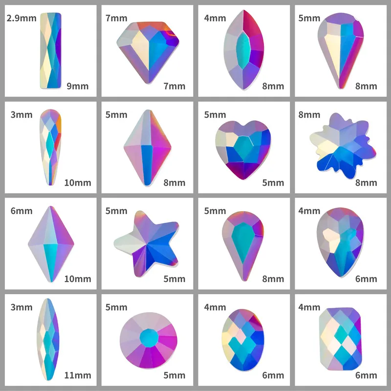 15 видов конструкций 10/50 шт Супер Блестящий Кристалл ногтей драгоценные камни