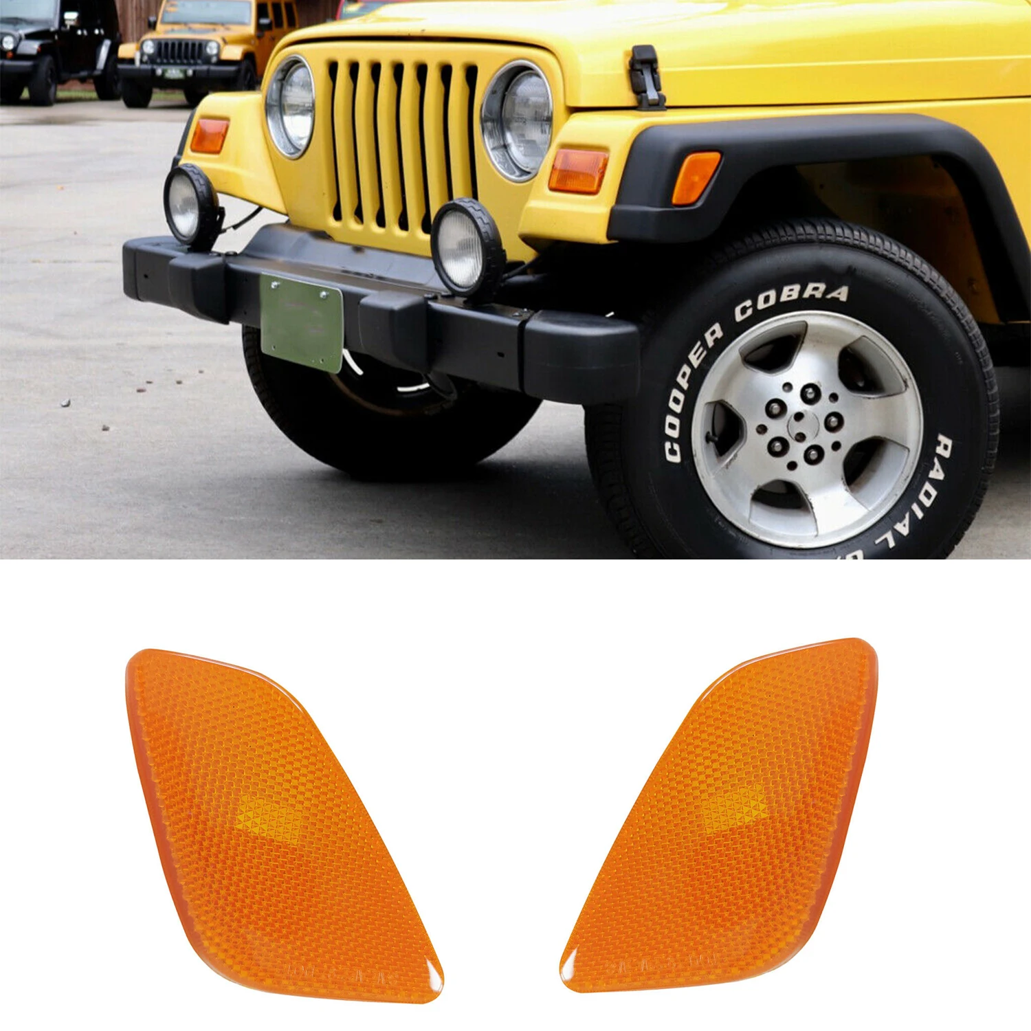 

Amber /Smoked /White Lens Front Bumper Side Marker Lights Turn Signal Lamps Housing For 1997-2006 Jeep Wrangler
