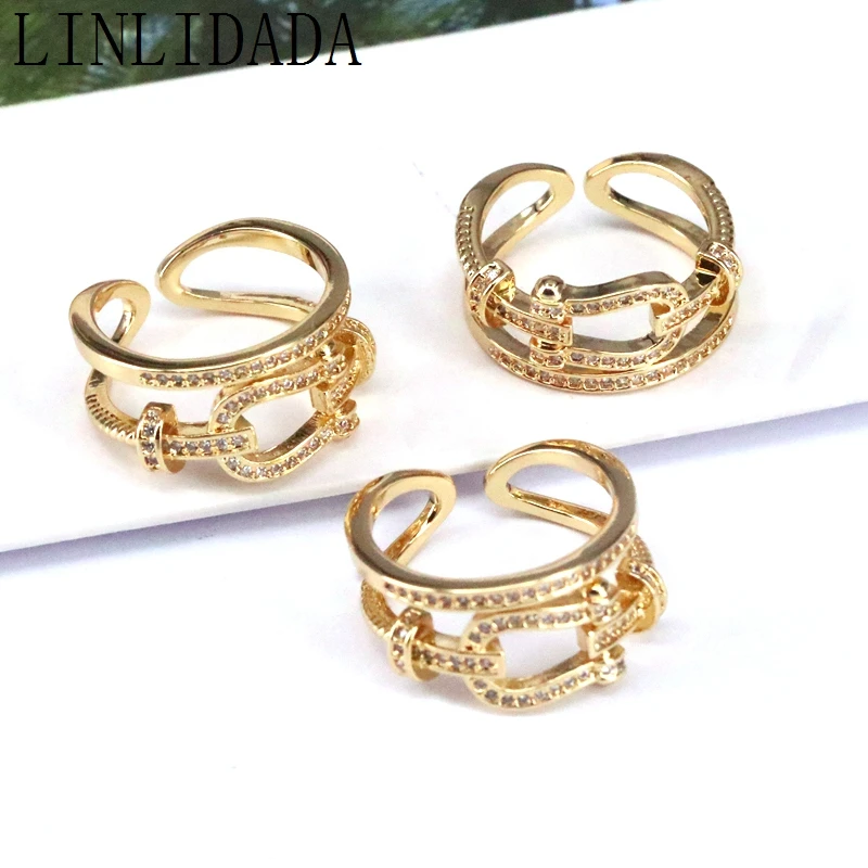 

8Pcs CZ Adjustable Rings For Women Open Cuff Ring White Cubic Zirconia Gold Filled Jewelry