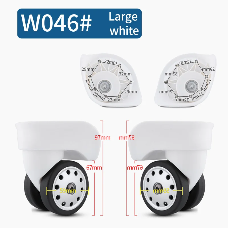 W046 Large White Сменные колеса для багажа, складные колеса для ремонта, запасные колеса для чемоданов, ролики для чемоданов - Цвет: W046 Large White