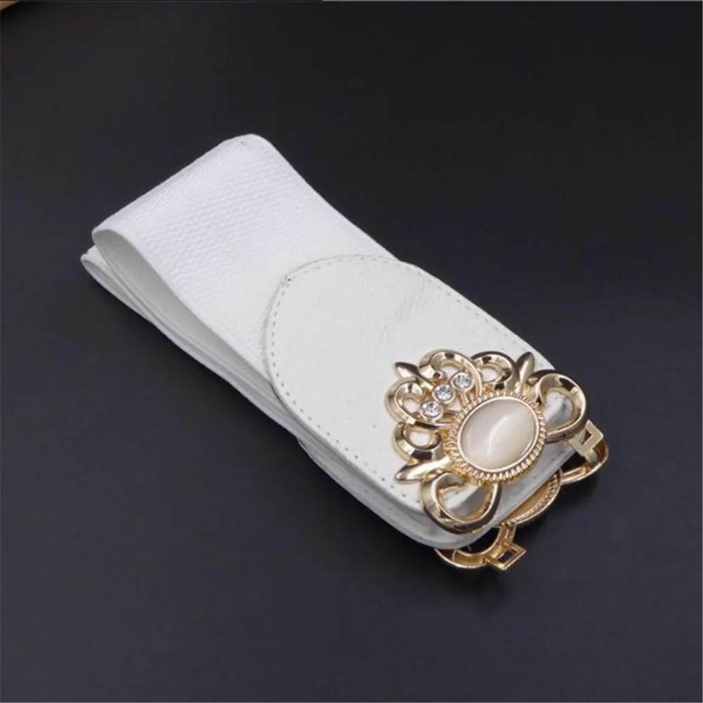 Женский широкий пояс из искусственной кожи с драгоценными камнями винтажный