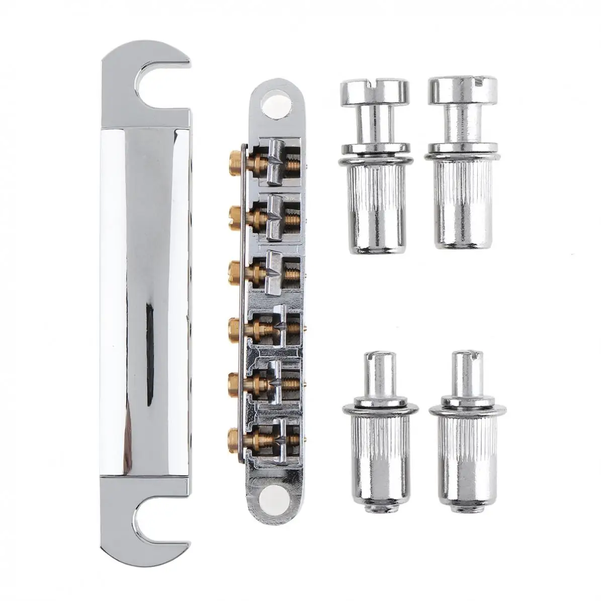 6 String Alloy Electric Guitar Tailpiece Bridge Saddle Locking Roller Tune-O-Matic for LP Silver / Black Optional Hot | Спорт и