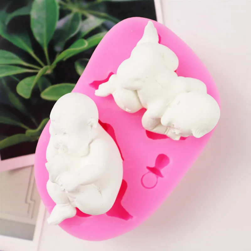 Две милые дети пальцы спальный Fondant (сахарная) силиконовая форма для ручной