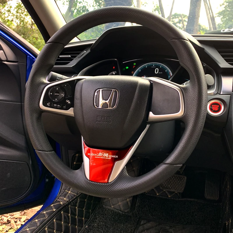 MUGEN POWER SPORT Car Steering Wheel metal decoration Fits for Honda Civic 10th FC/FK 2016 2017 2018 2019 | Автомобили и