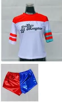 tshirt and pant Отряд Самоубийц Харли Квинн костюмы Харли Квинн косплей костюм Daddy's Lil Monster Футболка костюмы на Хэллоуин для женщин NL756 - Цвет: tshirt and pant