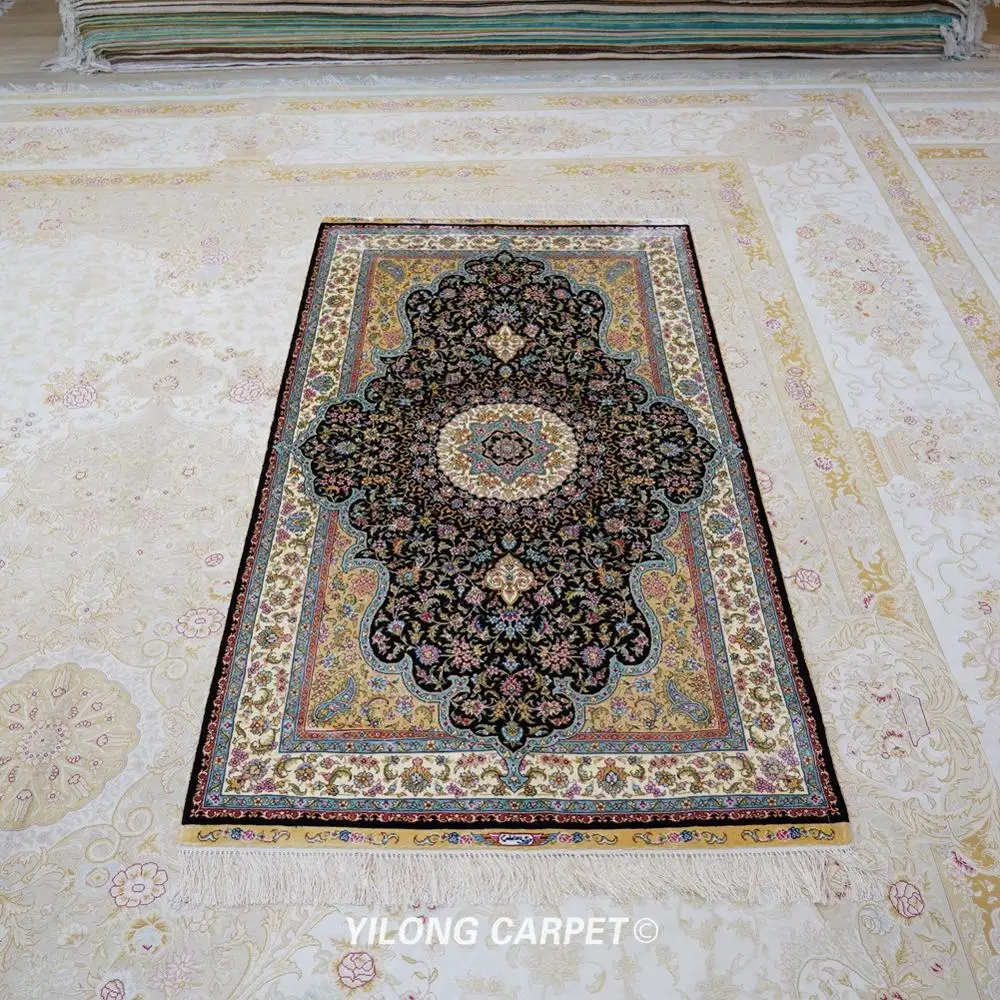 

Yilong 3x5,4 'ручной работы шелковый ковер персидский Кашмир Гостиная медальон дома окантовка коврового (TJ151A)
