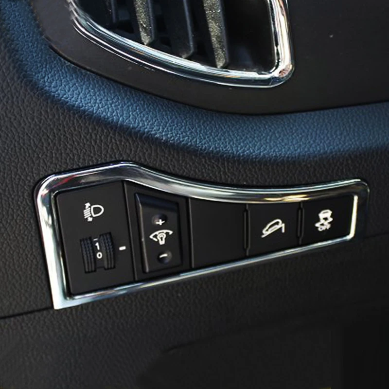 Наклейки на переключатель фар из АБС пластика хромированные для Kia Sportage R Sportager 2012