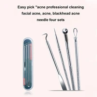 4pcsset blackhead comedone acne pimple blackhead remover tool spoon for face skin care tool needles facial pore cleaner