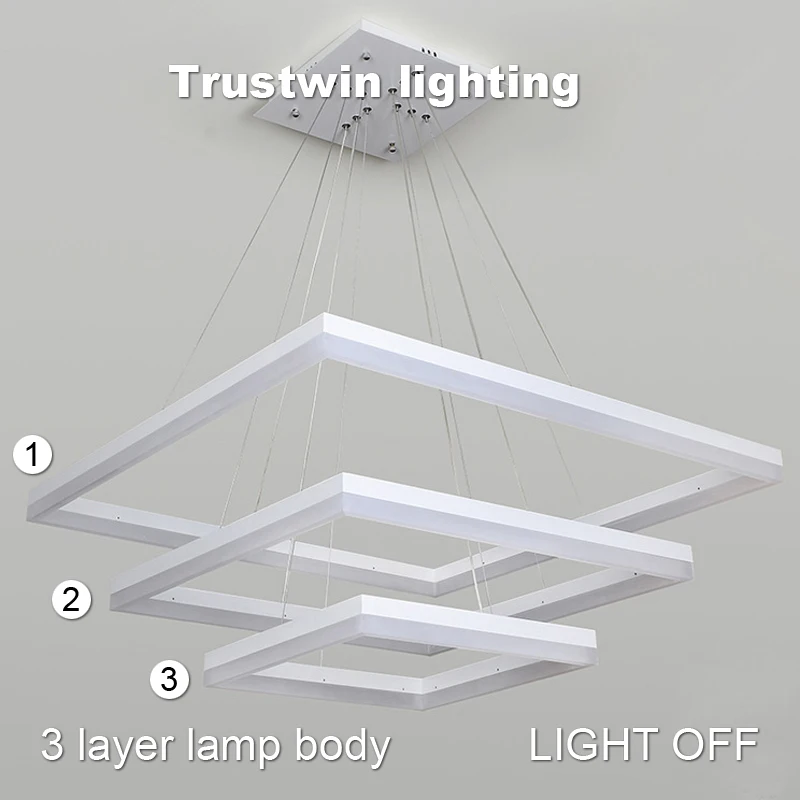 

Square LED Pendant Light PMMA LED Pendant Lamp LED Bulbs Cord Pendant Modern 1 2 3 Layer Hanging Adjustable Acrylic 3 Years AC