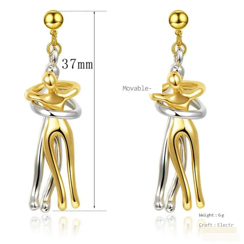 

fashion couple Two-color hug black earrings Brass does not fade punk cool earrings gold hug earrings for women fashion jewelry