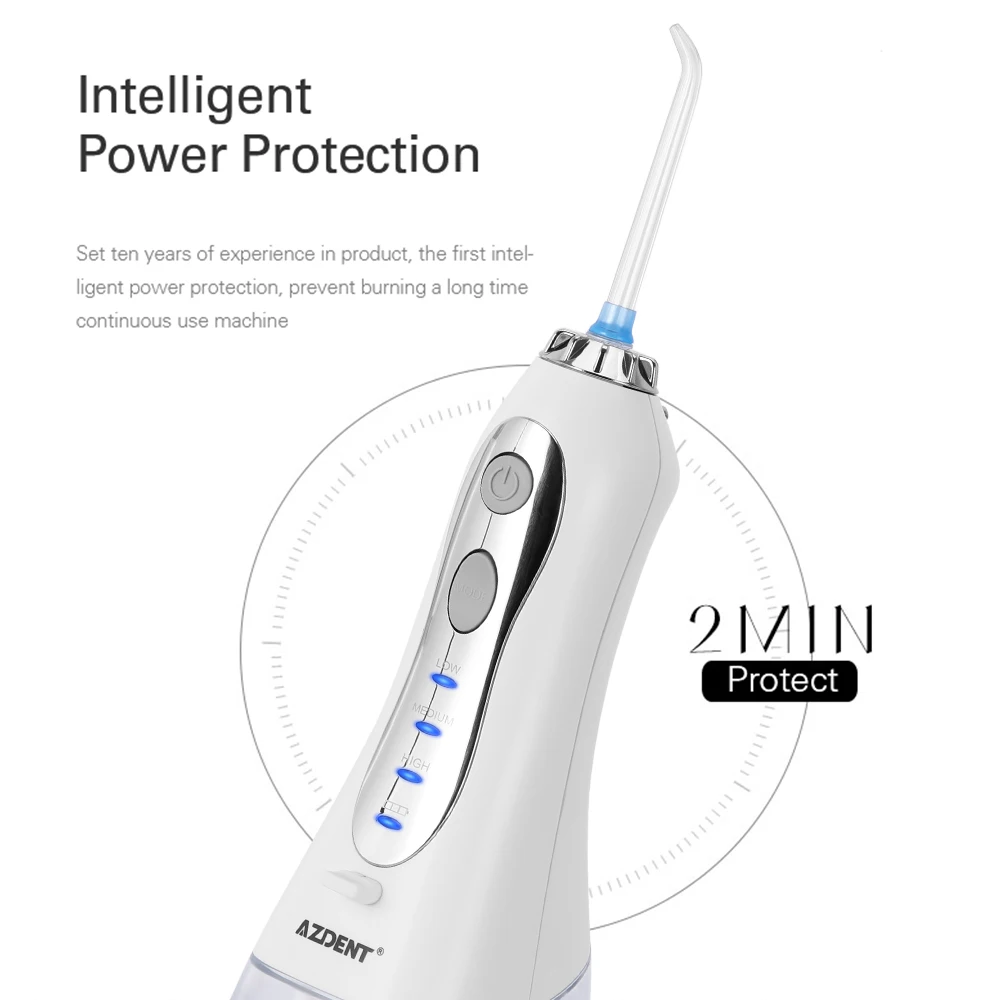 AZDENT портативный Электрический ирригатор для полости рта USB Перезаряжаемый 300 мл водный зубной Флоссер Водоструйная Очистка зубов 3 режима зубочистка