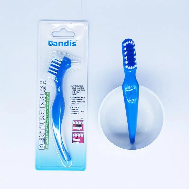 Зубная щетка для накладных зубов с двойной головкой нескользящая рукоятка