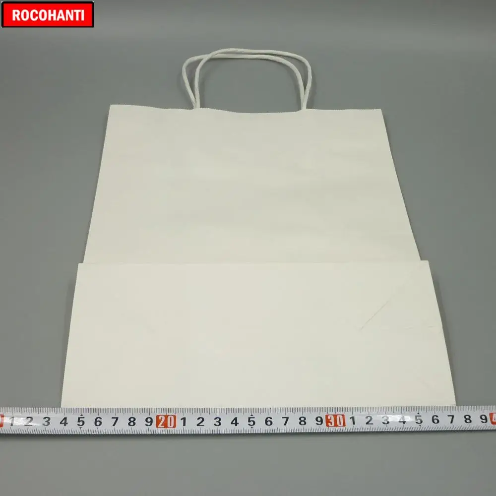 100X заказной логотип напечатанный белый крафт-бумажный мешок с витой ручкой дешевая цена многоразовые хозяйственные сумки оптом
