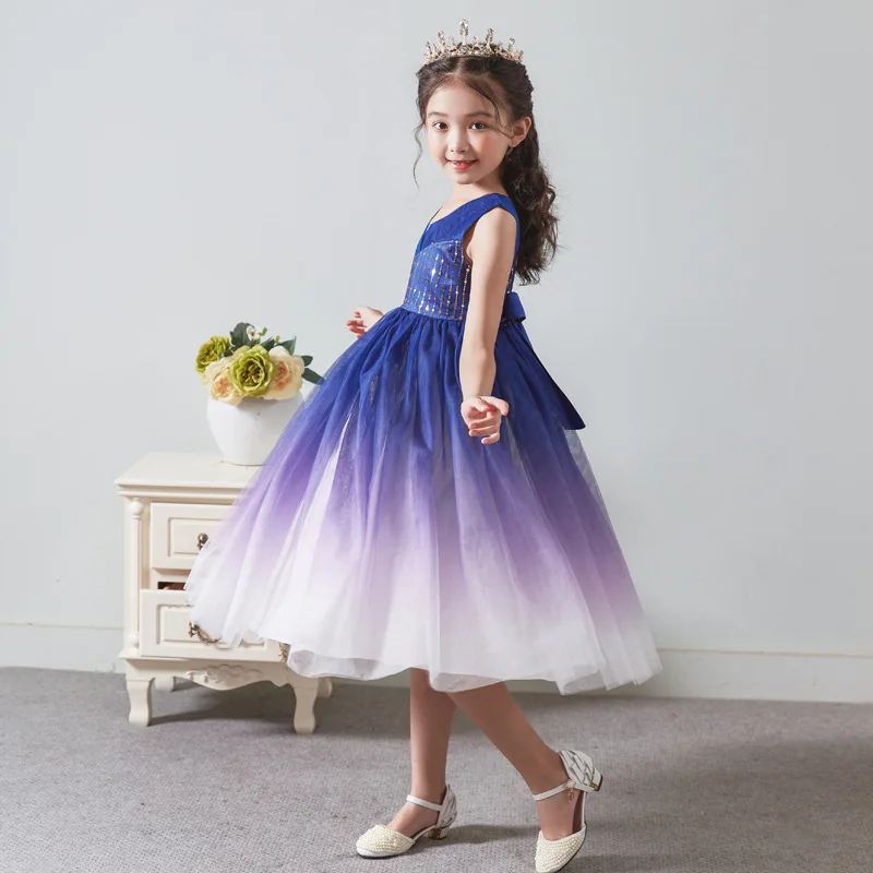 Свадебное платье для девочек цветное градиентное Детская длинная юбка высшего