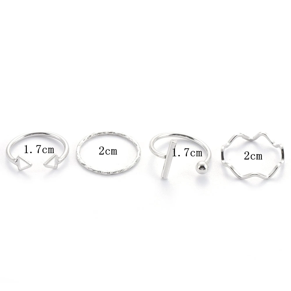 

4pcs/set Opening Ring Set Metal Adjustable Initials Geometry Alphabet Female Creative Finger Punk Rings Gothic Party Jewelry