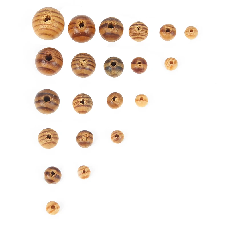 Бусины круглые деревянные для изготовления ювелирных изделий 100 шт.|Бусины| |
