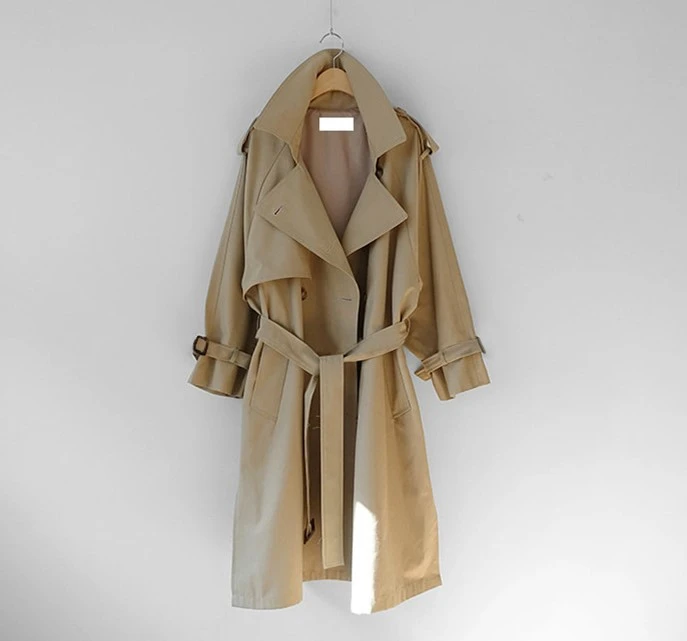Осень Новый женский Повседневный плащ негабаритных двубортный винтажный пояса