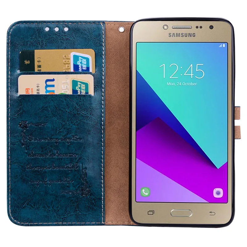 Деловой кожаный чехол-кошелек для Samsung Galaxy J2 Prime с подставкой и держателем карт