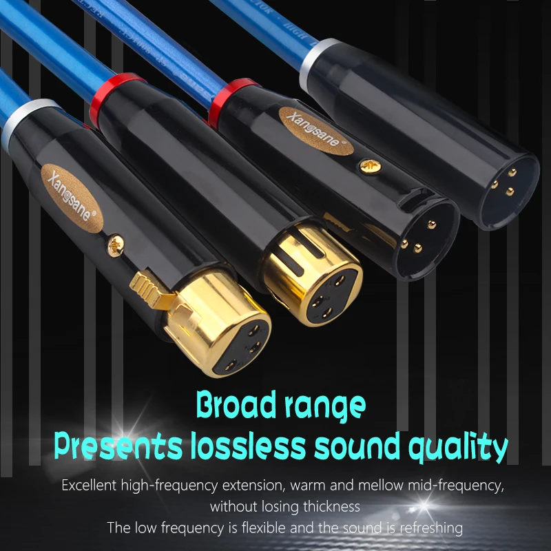 Hi-Fi аудио XLR балансный кабель OCC квадратный сердечник Медный провод 3 Pin зарядный с