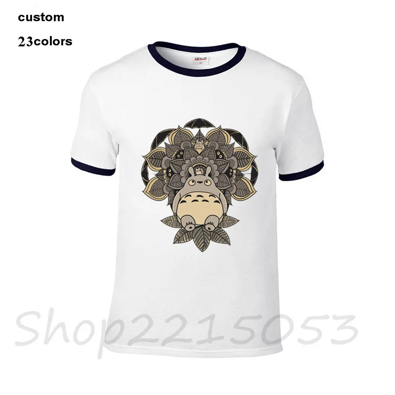 Футболки с трафаретной печатью мужские футболки мандалой и соседом Тоторо 100%