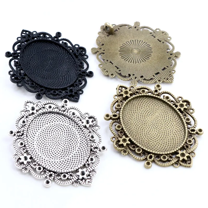 New Fashion 5pcs 30x40mm Inner Size 5 Colors Plated Flowers Style Cabochon Base Setting Charms Pendant | Украшения и аксессуары