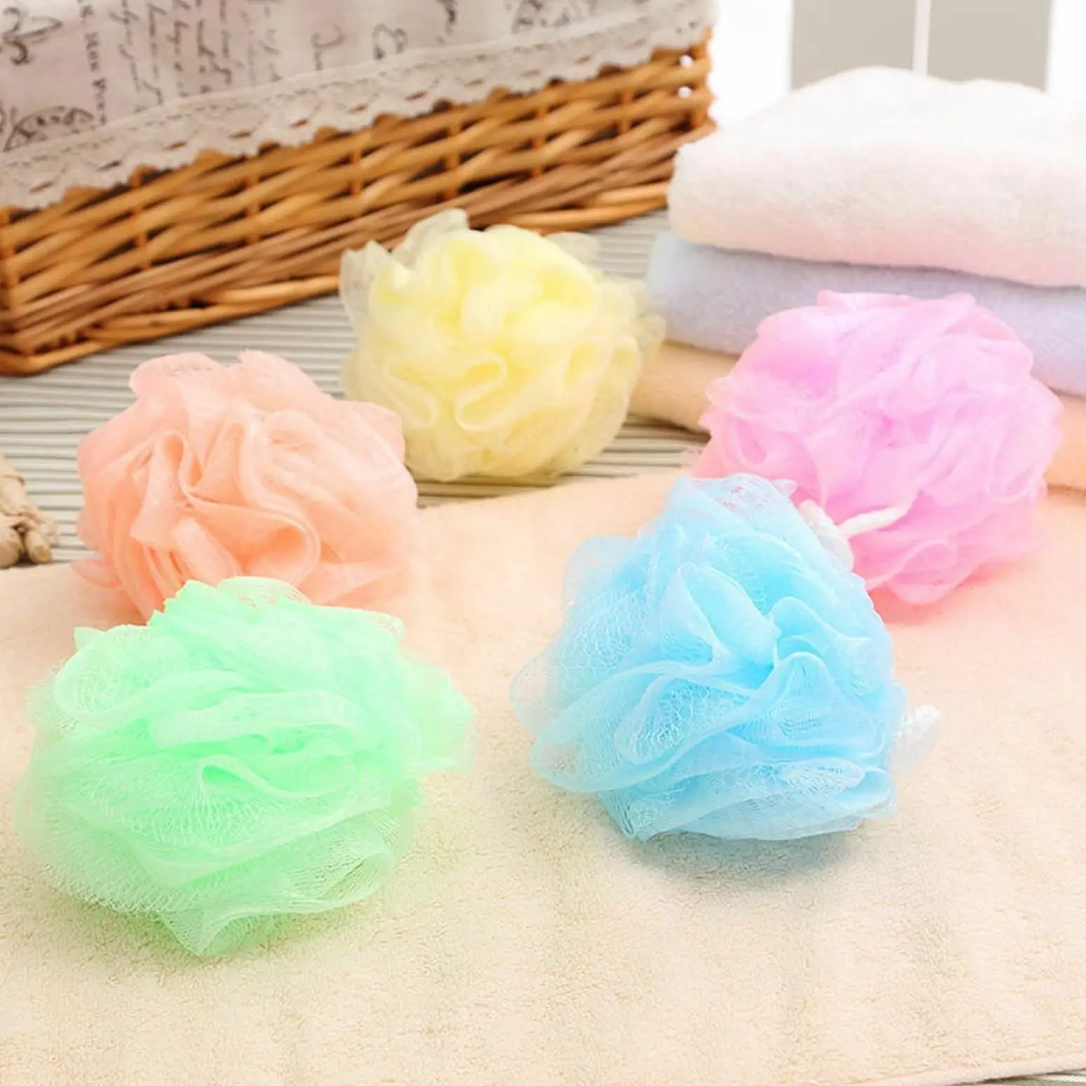 Colorful Bath Shower Soap Bubble Body Wash Exfoliate Scrub Puff Sponge Mesh Net Ball Soft Color Random | Красота и здоровье