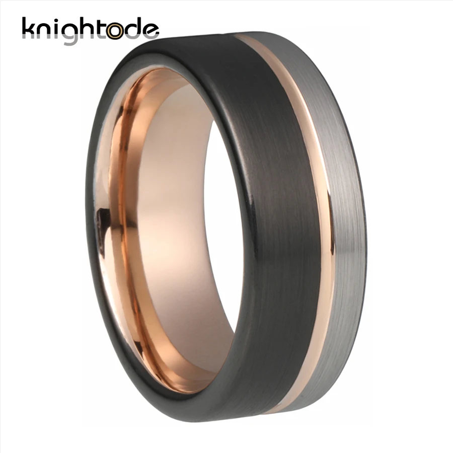 8 мм для мужчин и женщин вольфрамовые карбидные кольца плоское Черное