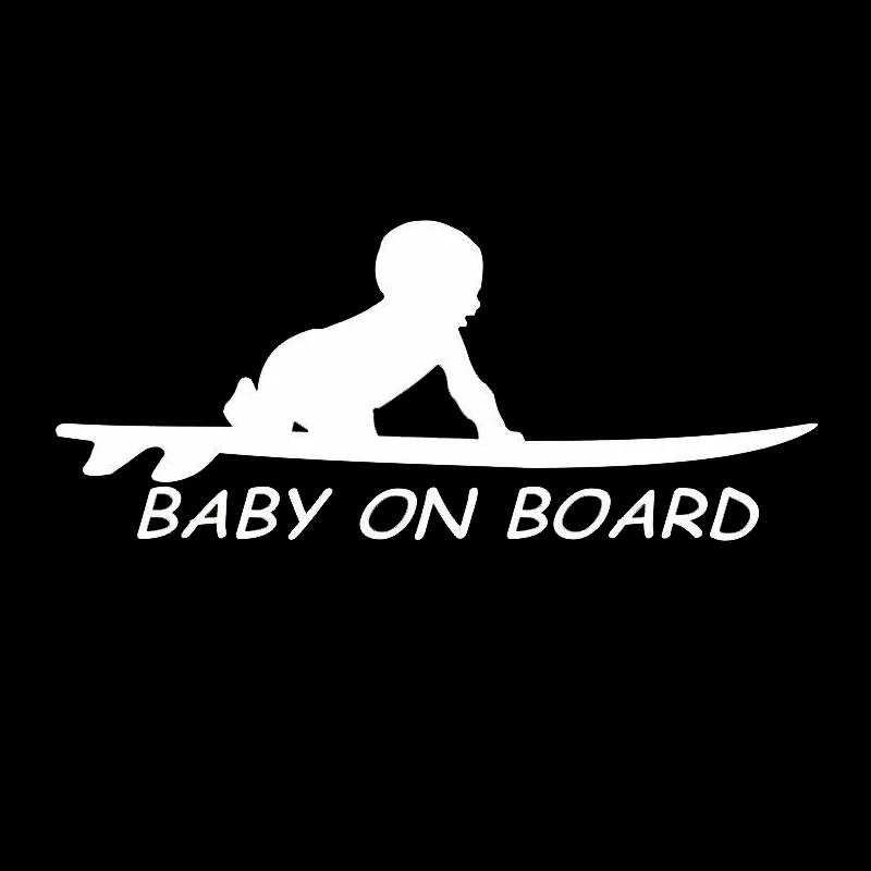 

Hot Creative Baby on Board Surf Surfing Surfboard Car Sticker Exterior Accessories Vinyl Decals for Lada Wall Boat Laptop