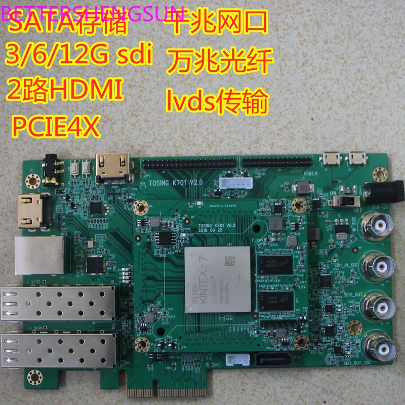 

K7 FPGA development board 3G 6G sdi pcie sfp fiber lvds hdmi video board