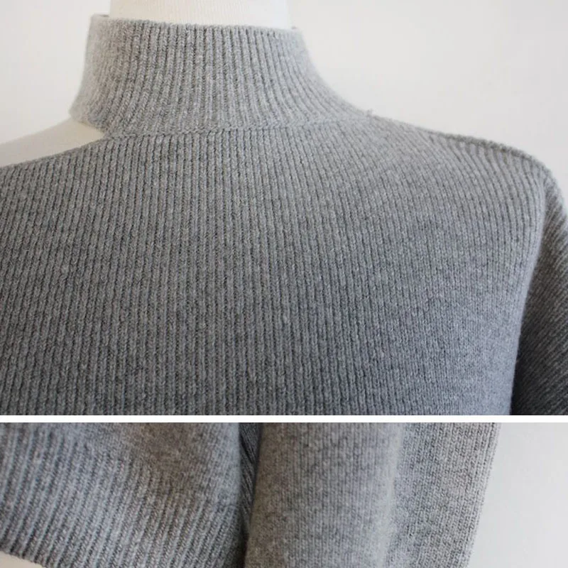 Женский свитер на одно плечо Свободный пуловер из плюша однотонный теплый модный